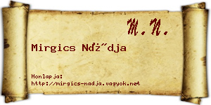 Mirgics Nádja névjegykártya